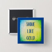 Koninklijk Gouden Zonneschijn Vierkante Button 5,1 Cm (Voorkant /achterkant)