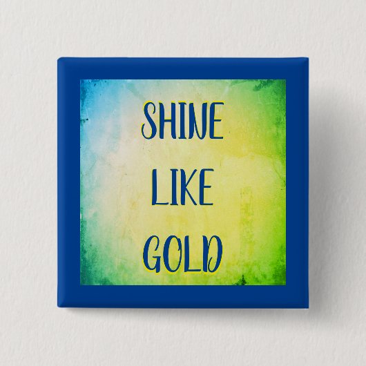 Koninklijk Gouden Zonneschijn Vierkante Button 5,1 Cm (Voorkant)