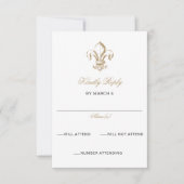  koninklijk goudkoorts, franje de Lis Wedding RSVP Kaartje (Voorkant)