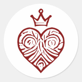 Koninklijk Hart met Kroon Artistiek Design Ronde Sticker