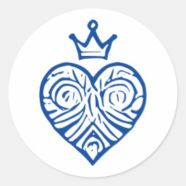 Koninklijk Hart met Kroon Artistiek Ontwerp Ronde Sticker