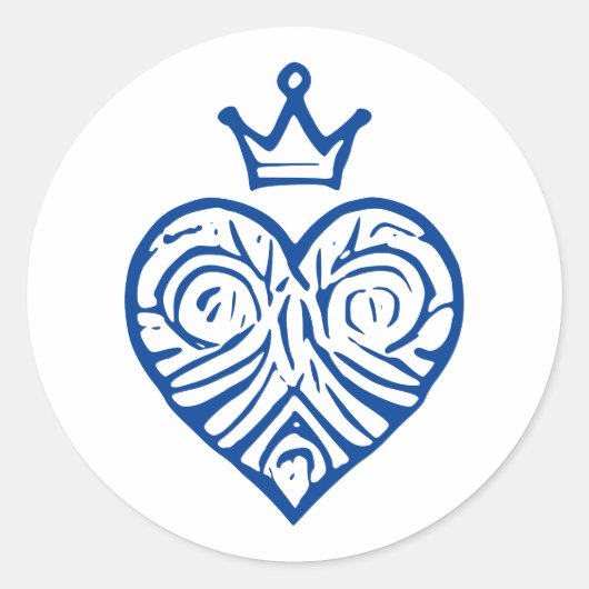 Koninklijk Hart met Kroon Artistiek Ontwerp Ronde Sticker (Voorkant)