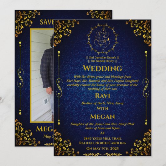 Koninklijk Indiaas Hindoe bruiloft Ganesha Logo Go Kaart (Voorkant / Achterkant)