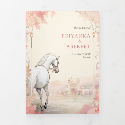 Koninklijk Indiaas Paleis Alles in een Indiase bru Drieluik Uitnodiging (Cover)