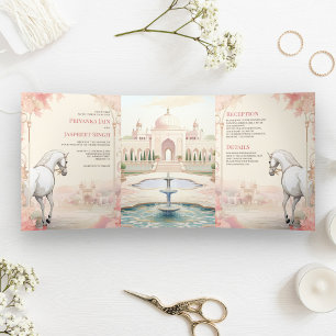 Koninklijk Indiaas Paleis Alles in een Indiase bru Drieluik Uitnodiging