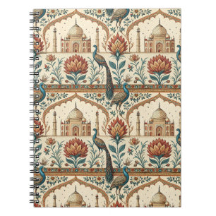 Koninklijk Indisch Paleis Pauwbloem Motief Kunstwe Notitieboek