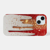 Koninklijk Karmozijn Goud Druppel ✨ Luxe Glitter E iPhone 15 Case (Achterkant horizontaal)
