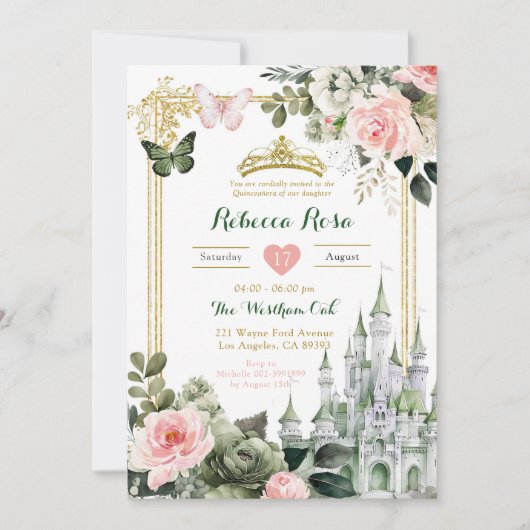 Koninklijk Kasteel Blush Roze Sage Groen Royal 15  Kaart (Voorkant)