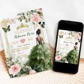 Koninklijk Kasteel Blush Roze Salie Groen Quinceañ Kaart