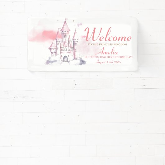 Koninklijk KASTEEL Kleine Prinses Verjaardagsfeest Spandoek (Insitu)