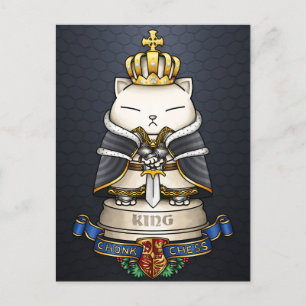 Koninklijk kat schaakstuk koning feestdagenkaart