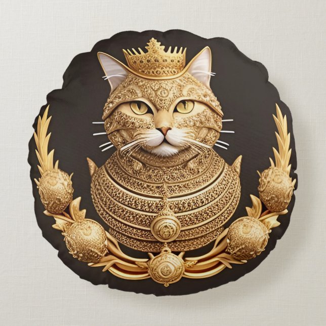 Koninklijk Katprofiel Rond Kussen (Voorkant)