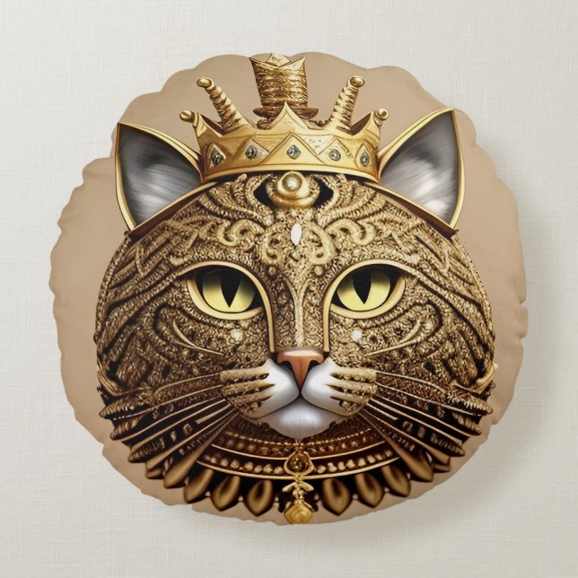 Koninklijk Katprofiel Rond Kussen (Voorkant)