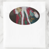 Koninklijk kerstfeest met feestelijke feestdag ovale sticker (Tas)