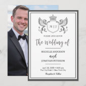 Koninklijk Kroon Embleem Leeuwen Monogram Foto Bru Save The Date (Voorkant / Achterkant)