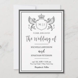 Koninklijk Kroon Embleem Leeuwen Monogram Foto Bru Save The Date