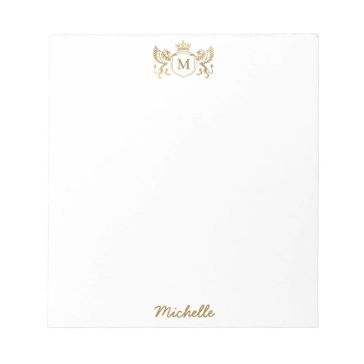 Koninklijk Kroon Embleem Leeuwen Monogram Schrift  Notitieblok (Voorkant)