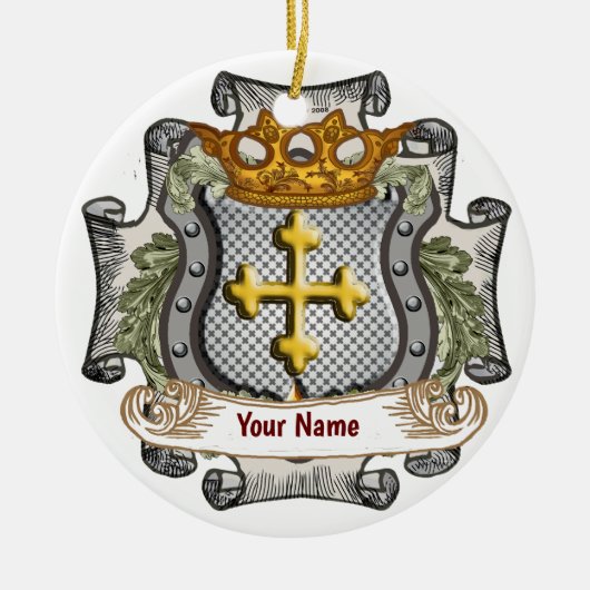 Koninklijk Kroon Schild Achternaam ornament (Voorkant)