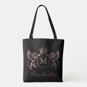 Koninklijk Kroonembleem Leeuwen Monogram Schrift R Tote Bag