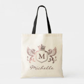 Koninklijk Kroonembleem Leeuwen Monogram Script Ro Tote Bag (Achterkant)