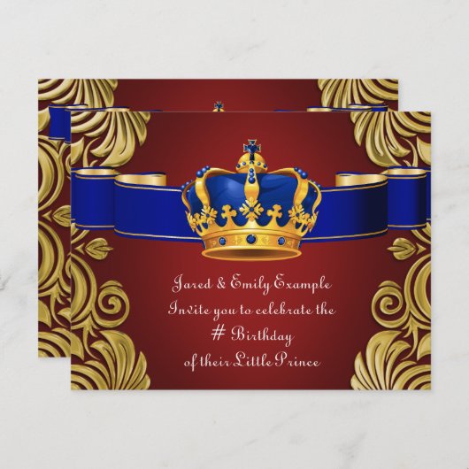 Koninklijk Kroonprins verjaardagsfeest Kaart (Voorkant / Achterkant)