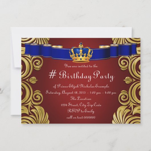 Koninklijk Kroonprins verjaardagsfeest Kaart (Achterkant)
