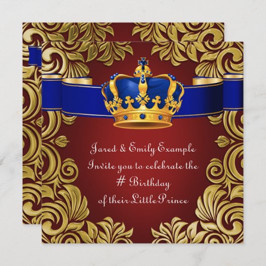 Koninklijk Kroonprins verjaardagsfeest Kaart (Voorkant / Achterkant)