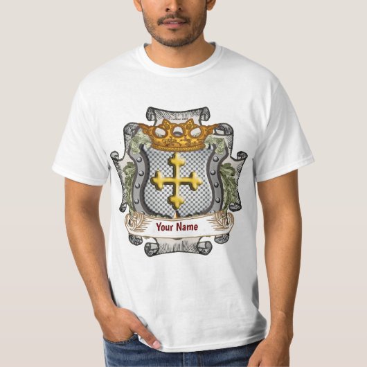 Koninklijk Kroonschild Achternaam T-shirt (Voorkant)