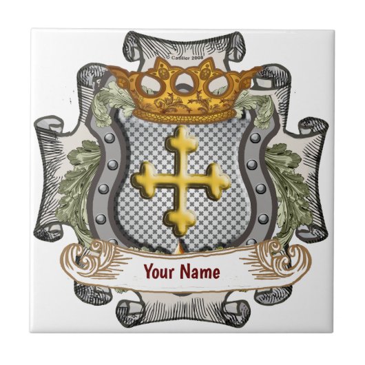 Koninklijk Kroonschild Achternaam Tegeltje (Voorkant)