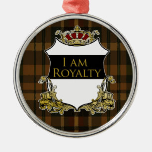 Koninklijk Kroonschild Herfst Plaid Luxe Metalen Ornament