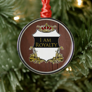 Koninklijk Kroonschild Rustiek Donker Hout Luxe Metalen Ornament