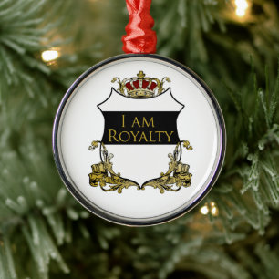 Koninklijk Kroonschild Witte Achtergrond Luxe Metalen Ornament