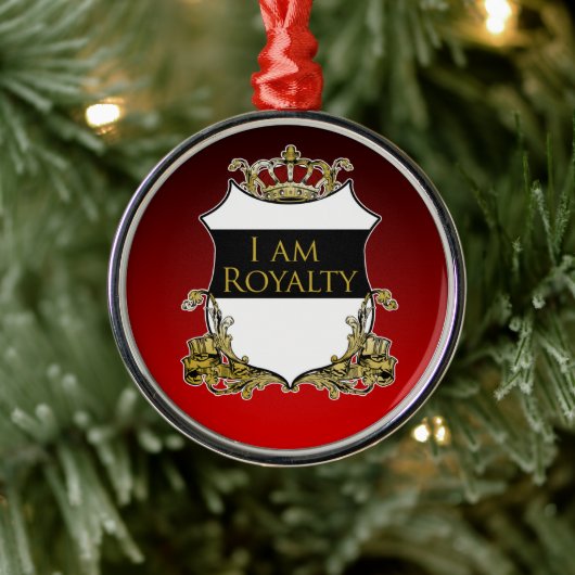Koninklijk Kroonschild Zwart Rood Verloop Luxe Metalen Ornament (Boom)