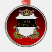 Koninklijk Kroonschild Zwart Rood Verloop Luxe Metalen Ornament (Voorkant)