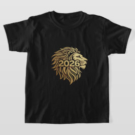 Koninklijk Leeuwenkopembleem met 2026 en Goud Foli T-shirt