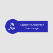 Koninklijk logo voor de blauwe zakenman naamplaatje (Voorkant)