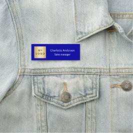 Koninklijk logo voor de blauwe zakenman naamplaatje