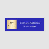 Koninklijk logo voor de blauwe zakenman naamplaatje (Voorkant)