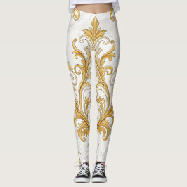 Koninklijk Marmer Naadloos Patroon – Gouden Barok  Leggings