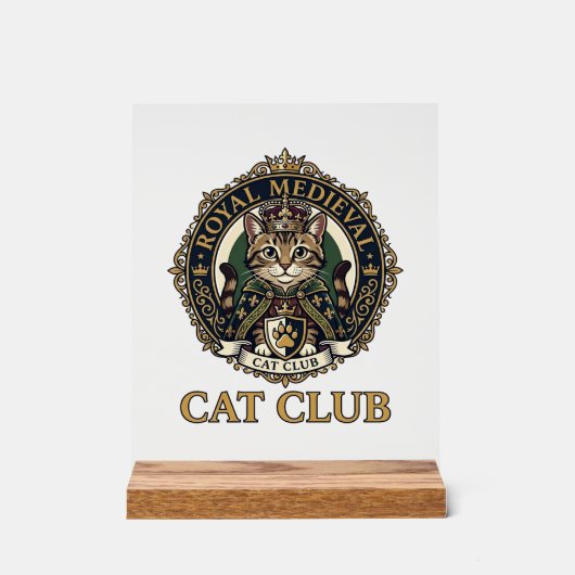 Koninklijk Middeleeuwse Kat Kat Vader Cadeau Idee Acryl Bord (Voorkant)