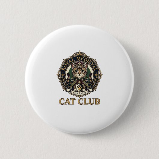 Koninklijk Middeleeuwse Kat Kat Vader Cadeau Idee Ronde Button 5,7 Cm (Voorkant)