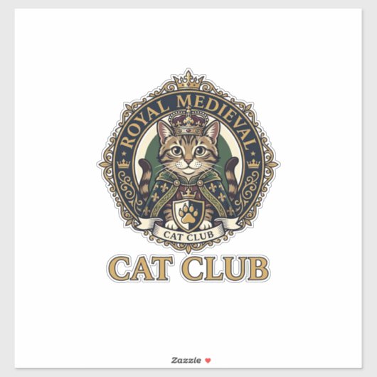 Koninklijk Middeleeuwse Kat Kat Vader Cadeau Idee Sticker (Vel)