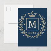 "Koninklijk NMKY Embleem – Monogram M Crest Ontwer Briefkaart (Voorkant / Achterkant)