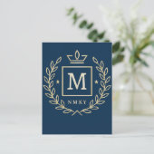 "Koninklijk NMKY Embleem – Monogram M Crest Ontwer Briefkaart (Staand voorkant)
