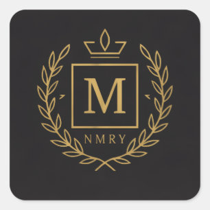 "Koninklijk NMKY Embleem – Monogram M Wapenschild Vierkante Sticker