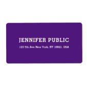 Koninklijk Paars, aangepast, eenvoudig ontwerp Etiket (Voorkant)