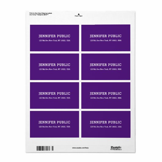 Koninklijk Paars, aangepast, eenvoudig ontwerp Etiket (Full Sheet)