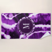 Koninklijk Paars Amethyst Tie Dye Waterverf Monogr Strandlaken (Voorkant)