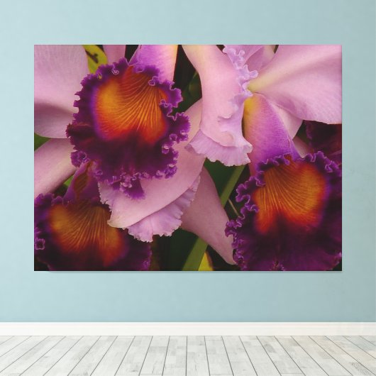 Koninklijk Paars Cattleya Orchid Canvas Afdruk (Insitu (Houten vloer))