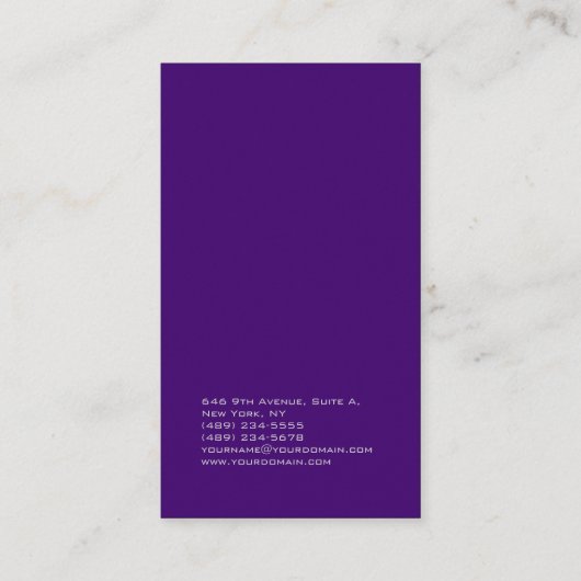 Koninklijk paars elegant, uniek, modern visitekaartje (Achterkant)